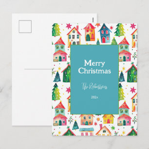 Süße Weihnachtshäuser Feiertagspostkarte
