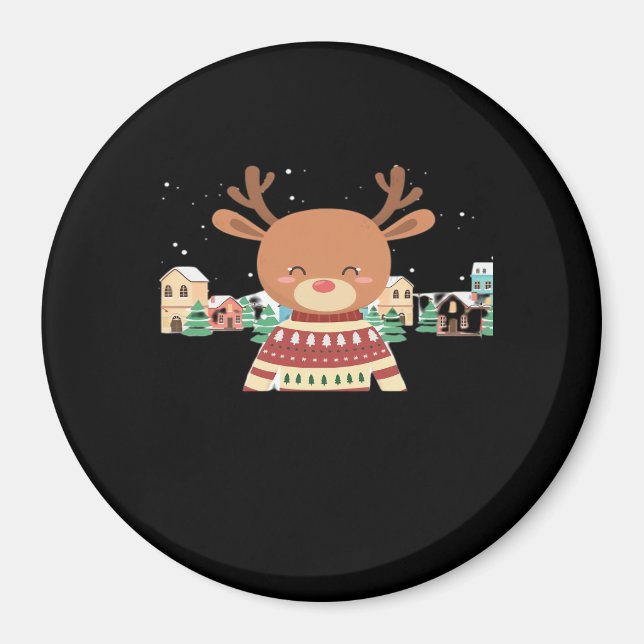 Süße Weihnachtshirsche Minimal Design  Magnet (Vorne)