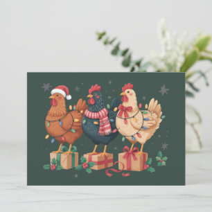 Süße Weihnachtshühner Lustiger Feiertagsbauernhof Feiertagskarte