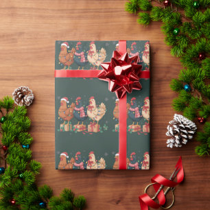 Süße Weihnachtshühner Lustiger Feiertagsbauernhof Geschenkpapier