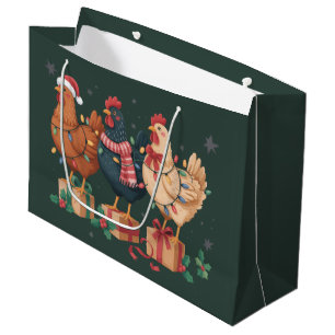 Süße Weihnachtshühner Lustiger Feiertagsbauernhof Große Geschenktüte