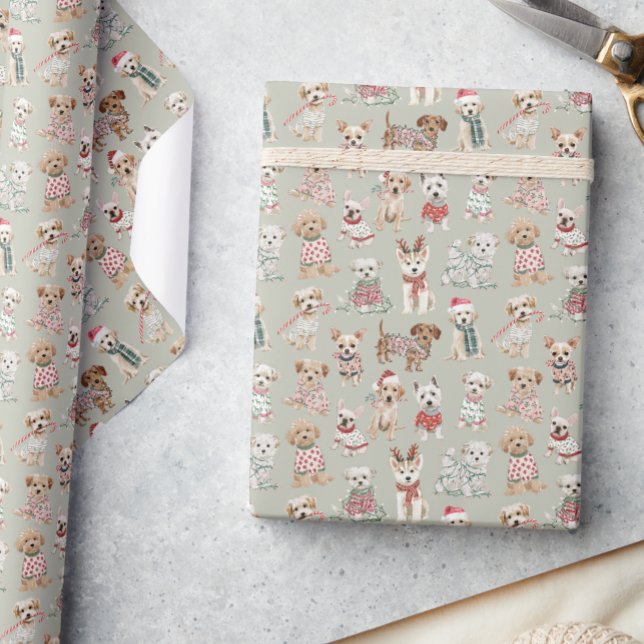 Süße Weihnachtshunde Geschenkpapier (Von Creator hochgeladen)