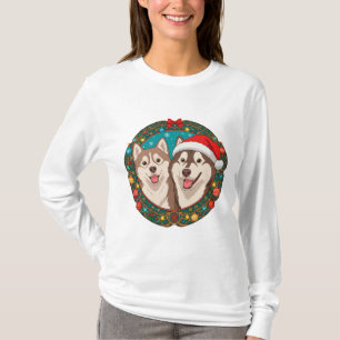 Süße Weihnachtshunde im festlichen Weihnachtskreis T-Shirt