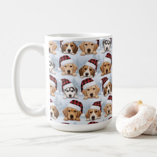 Süße Weihnachtshunde Kaffeetasse (Mit Donut)
