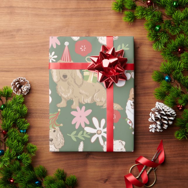 Süße Weihnachtshunde-Muster Geschenkpapier (Feiertagsgeschenk)