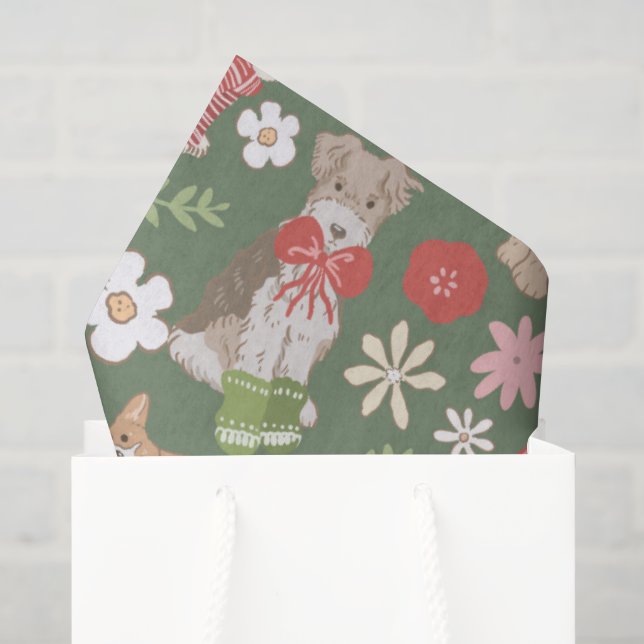 Süße Weihnachtshunde-Muster Seidenpapier (Geschenktüte)