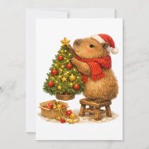 Süße Weihnachtskapybara dekoriert einen Weihnachts