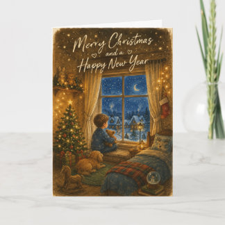 Süße Weihnachtskarte, die auf Santa wartet Karte