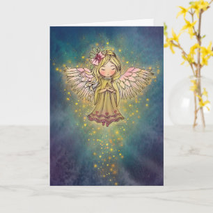 Süße Weihnachtskarte mit goldenem Engel Karte
