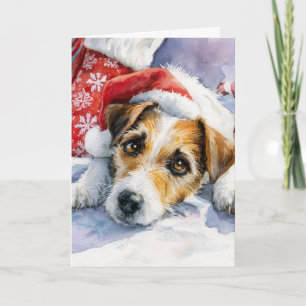 Süße Weihnachtskarte mit Jack Russell Feiertagskarte