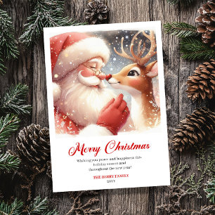 Süße Weihnachtskarte mit Santa und Rudolph Feiertagskarte