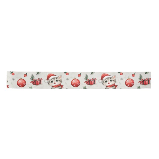 Süße Weihnachtskätzchen Satinband (Vorderseite)