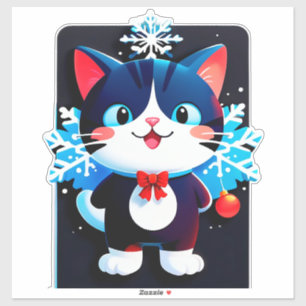 Süße Weihnachtskatze  Aufkleber