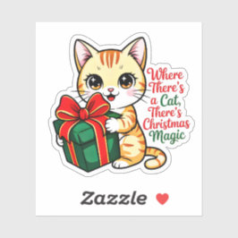 Süße Weihnachtskatze Feiertagsaufkleber für Katzen Aufkleber