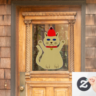 Süße Weihnachtskatze Fensteraufkleber