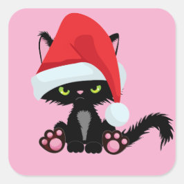 Süße Weihnachtskatze – Festliches Feiertagsdesign Quadratischer Aufkleber