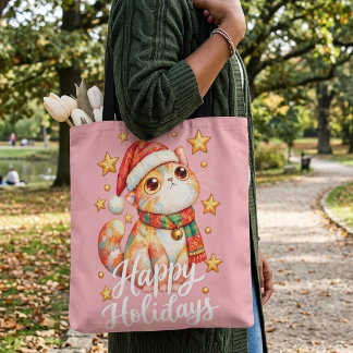 Süße Weihnachtskatze Illustration mit festlicher A