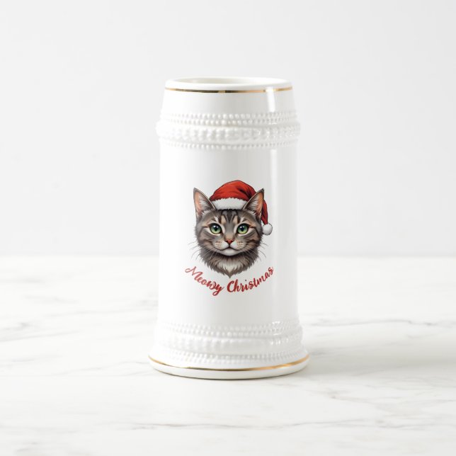 Süße Weihnachtskatze mit Santa-Hut Bierglas (Mittel)