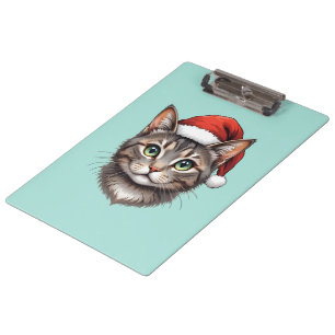 Süße Weihnachtskatze mit Santa-Hut Klemmbrett