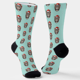Süße Weihnachtskatze mit Santa-Hut Socken
