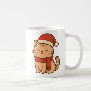 Süße Weihnachtskatze mit Schal Kaffeetasse