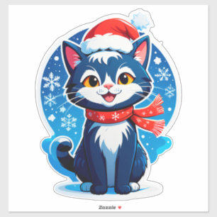 🐱 Süße Weihnachtskatze Schneeflocke ❄️ Aufkleber