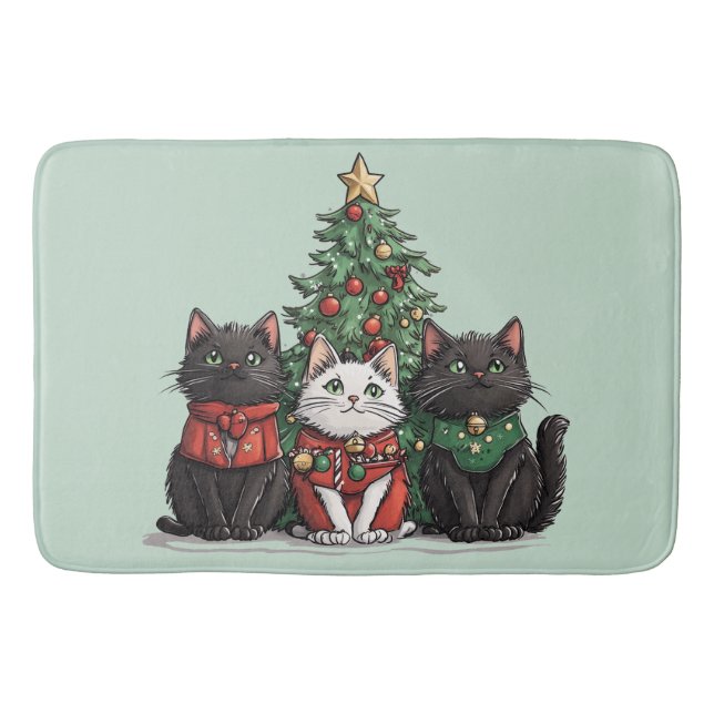 Süße Weihnachtskatzen Badematte (Vorderseite)