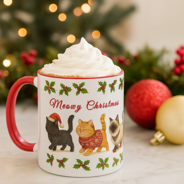 Süße Weihnachtskatzen Feiertage Tasse (Cozy Christmas cocoa: A delightful mug, ideal for cat enthusiasts.)