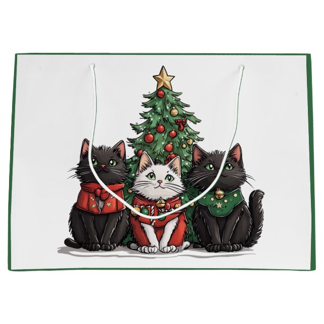 Süße Weihnachtskatzen Große Geschenktüte (Vorderseite)
