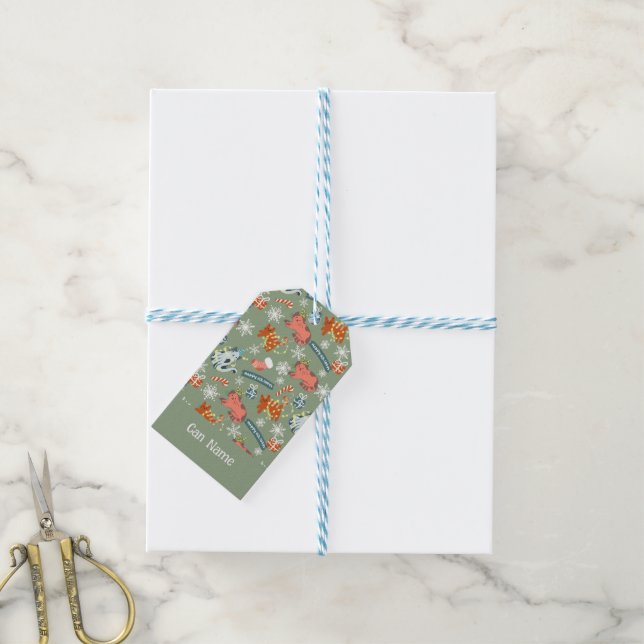 Süße Weihnachtskatzen Muster Geschenkanhänger (Mit Garn)