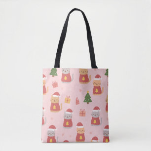 Süße Weihnachtskatzen Muster – Rosa Holiday Design