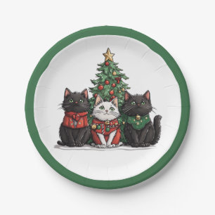 Süße Weihnachtskatzen Pappteller