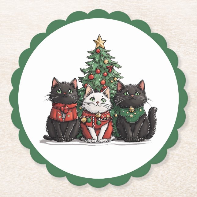 Süße Weihnachtskatzen Untersetzer (Vorderseite)