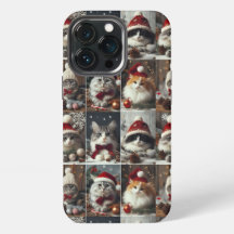 süße Weihnachtskatzen Wintertiere rustikal