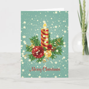 Süße Weihnachtskerze und Glitzer Feiertagskarte