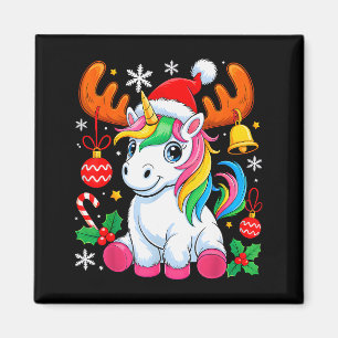 Süße Weihnachtsmädchen Frauen Xmas Einhorn Hirsch Magnet