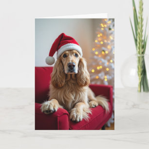 Süße Weihnachtsmann-Hund-Feiertagskarte Karte