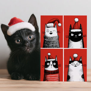 Süße Weihnachtsmann-Katzen Lustige Katzenliebhaber Feiertagskarte