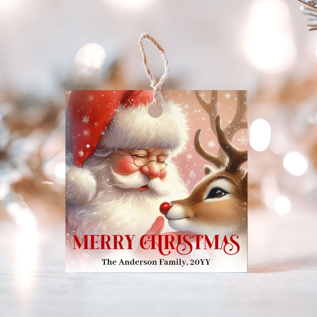 Süße Weihnachtsmann- und Rudolph-Weihnachtsgeschen Geschenkanhänger (Cute Santa and Rudolph Festive Holiday Gift Tags)