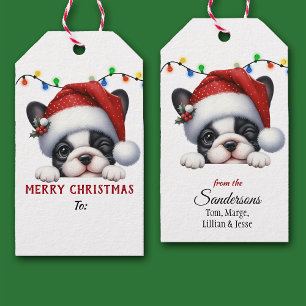 Süße Weihnachtsmannmütze Französische Bulldogge We Geschenkanhänger