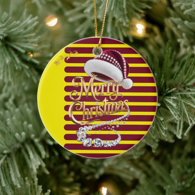 Süße Weihnachtsmütze Keramik Ornament (Baum)