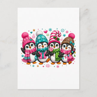 Süße Weihnachtspinguine Einladungspostkarte
