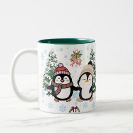 Süße Weihnachtspinguine Feiertags-Tasse Zweifarbige Tasse