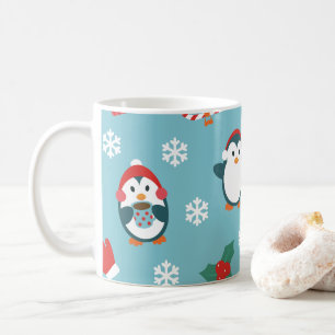 Süße Weihnachtspinguine Muster Kaffeetasse