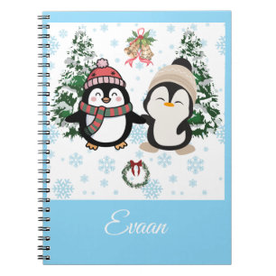 Süße Weihnachtspinguine Personalisiertes Spiralnot Notizblock
