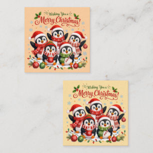Süße Weihnachtspinguine Quadratische Visitenkarte