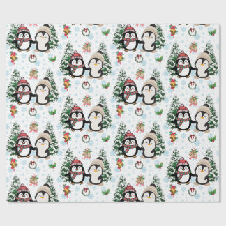 Süße Weihnachtspinguine & Schneeflocken Feiertagsv Geschenkpapier