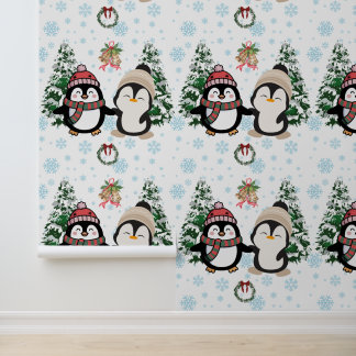 Süße Weihnachtspinguine Winter Wonderland Wallpape Tapete