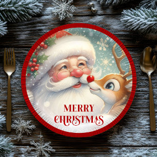 Süße Weihnachtsplatten mit Santa und Rudolph Carto Pappteller
