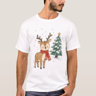 Süße Weihnachtsrenentiere mit rotem Schal T-Shirt